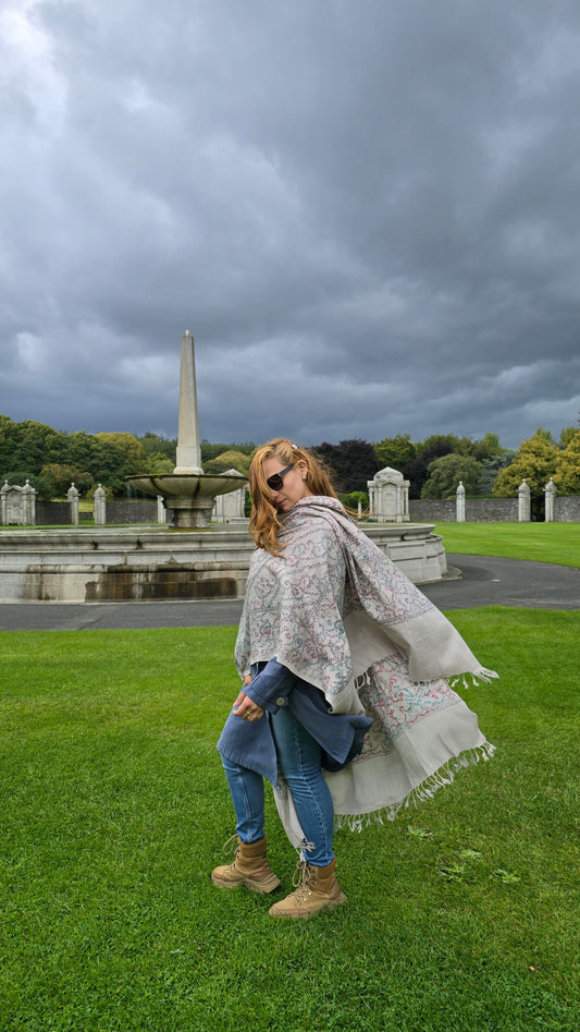 Handmade Pure Wool Shawl Rose