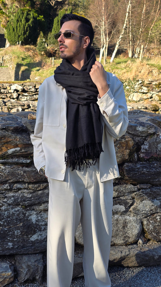 Shawl Cashmere Black Plane