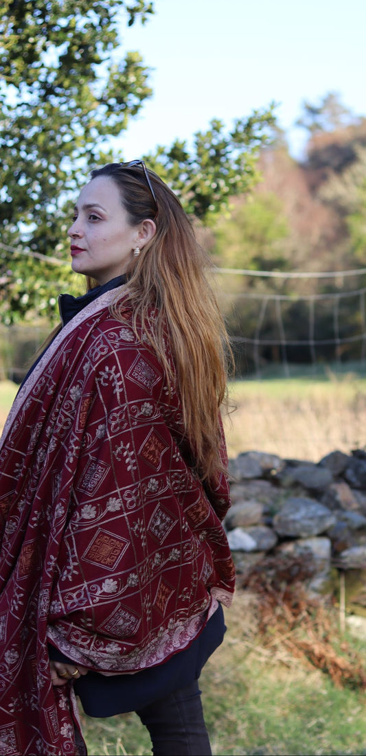 Shawl Cashmere Red / Gold