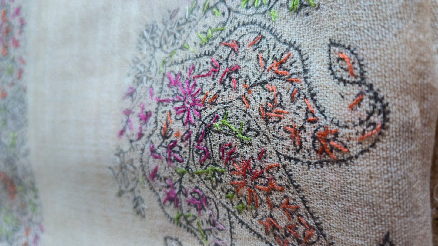 Handmade Pure Wool Shawl Beige #1