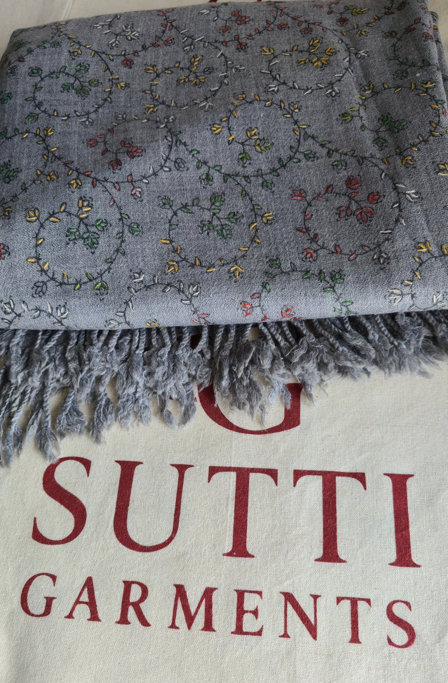Handmade Pure Wool Shawl Grey
