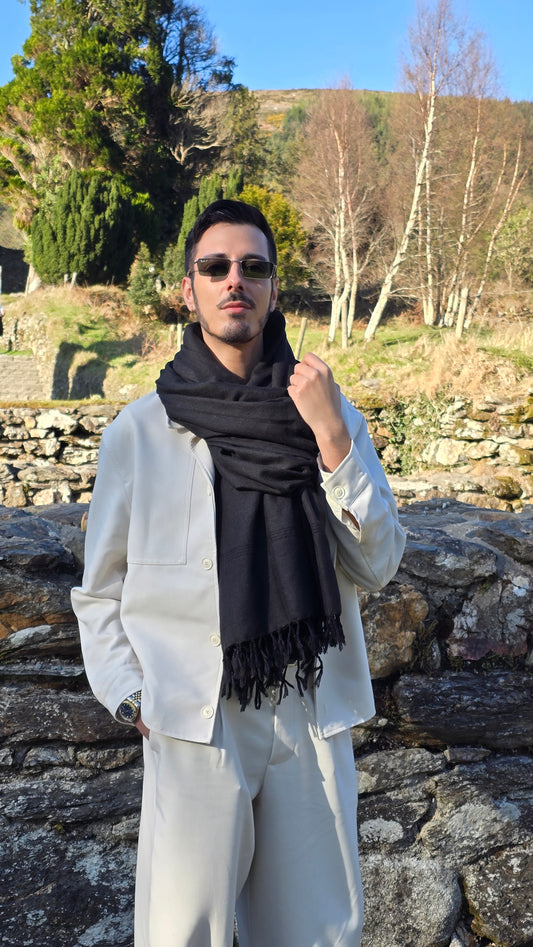 Shawl Cashmere Black Plane