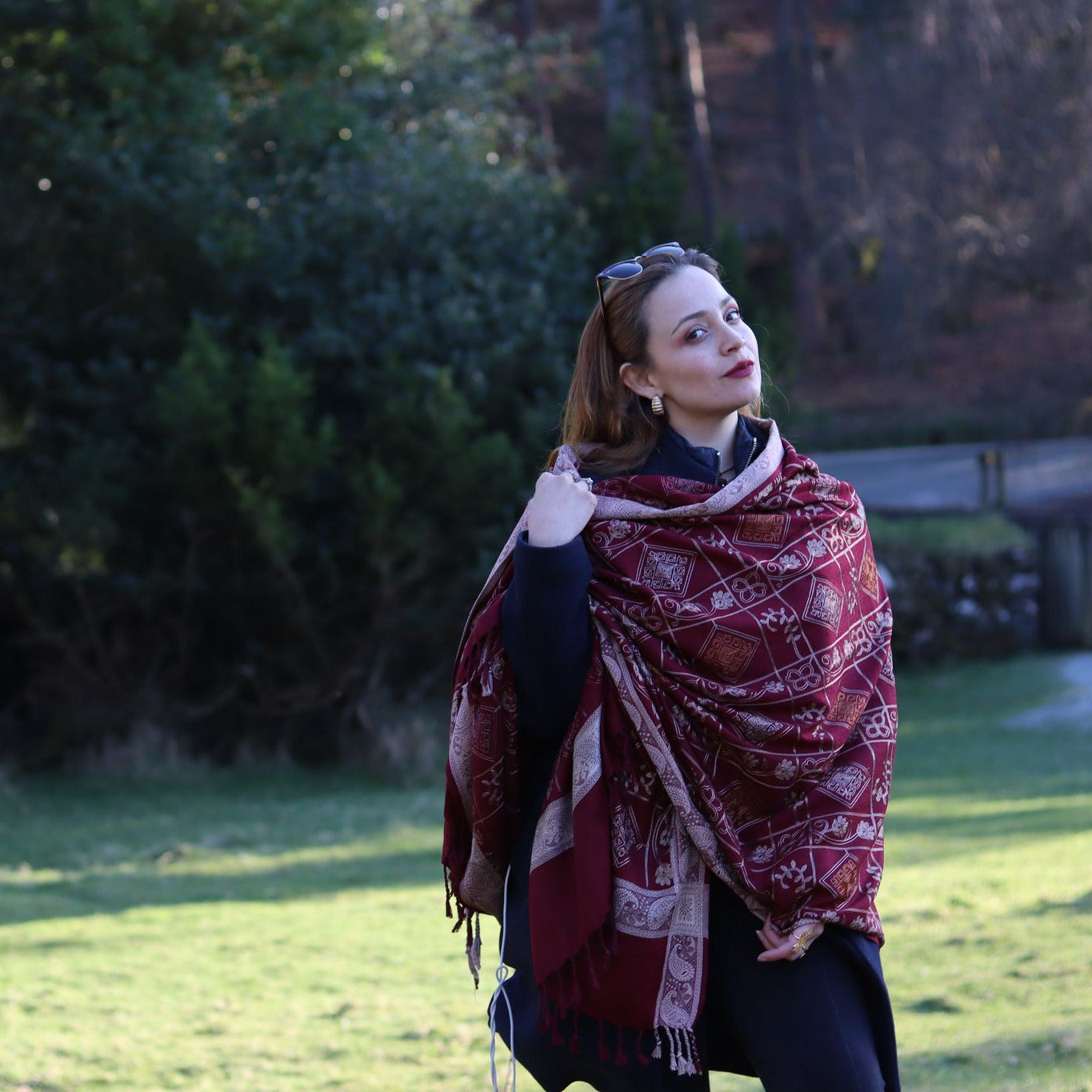 Shawl Cashmere Red / Gold