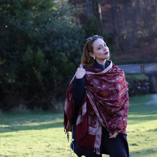 Shawl Cashmere Red / Gold