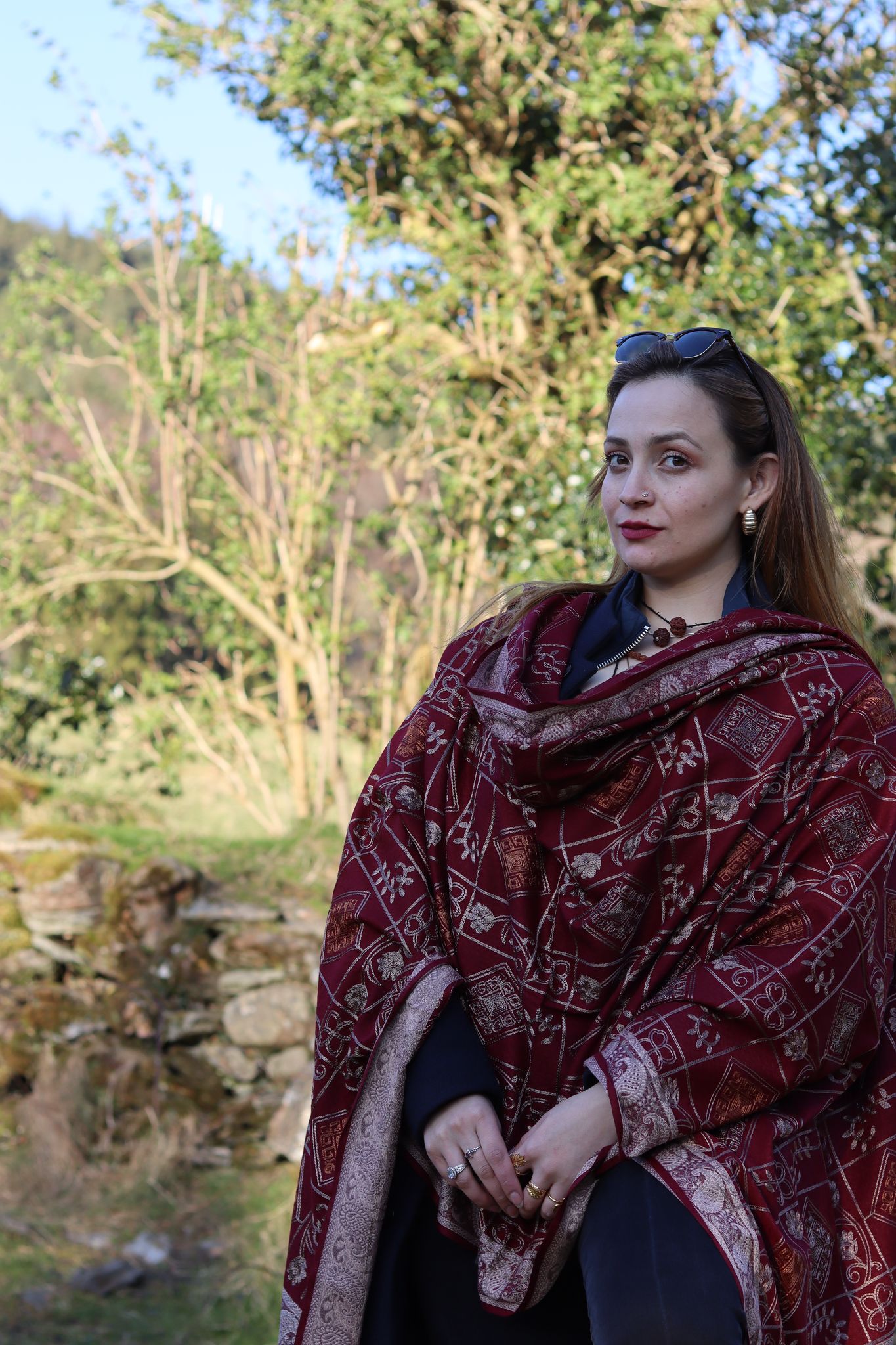 Shawl Cashmere Red / Gold