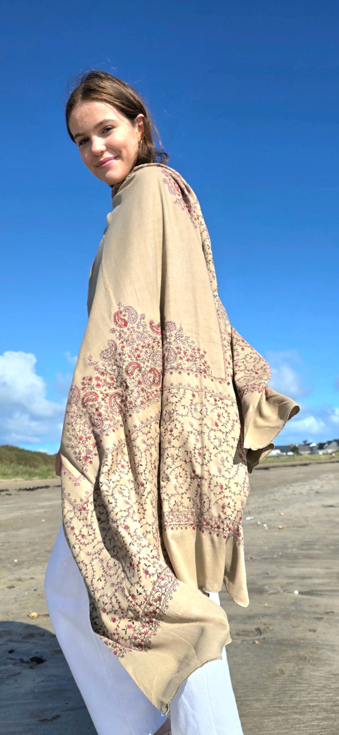 Shawl Cashmere Blend Beige #2