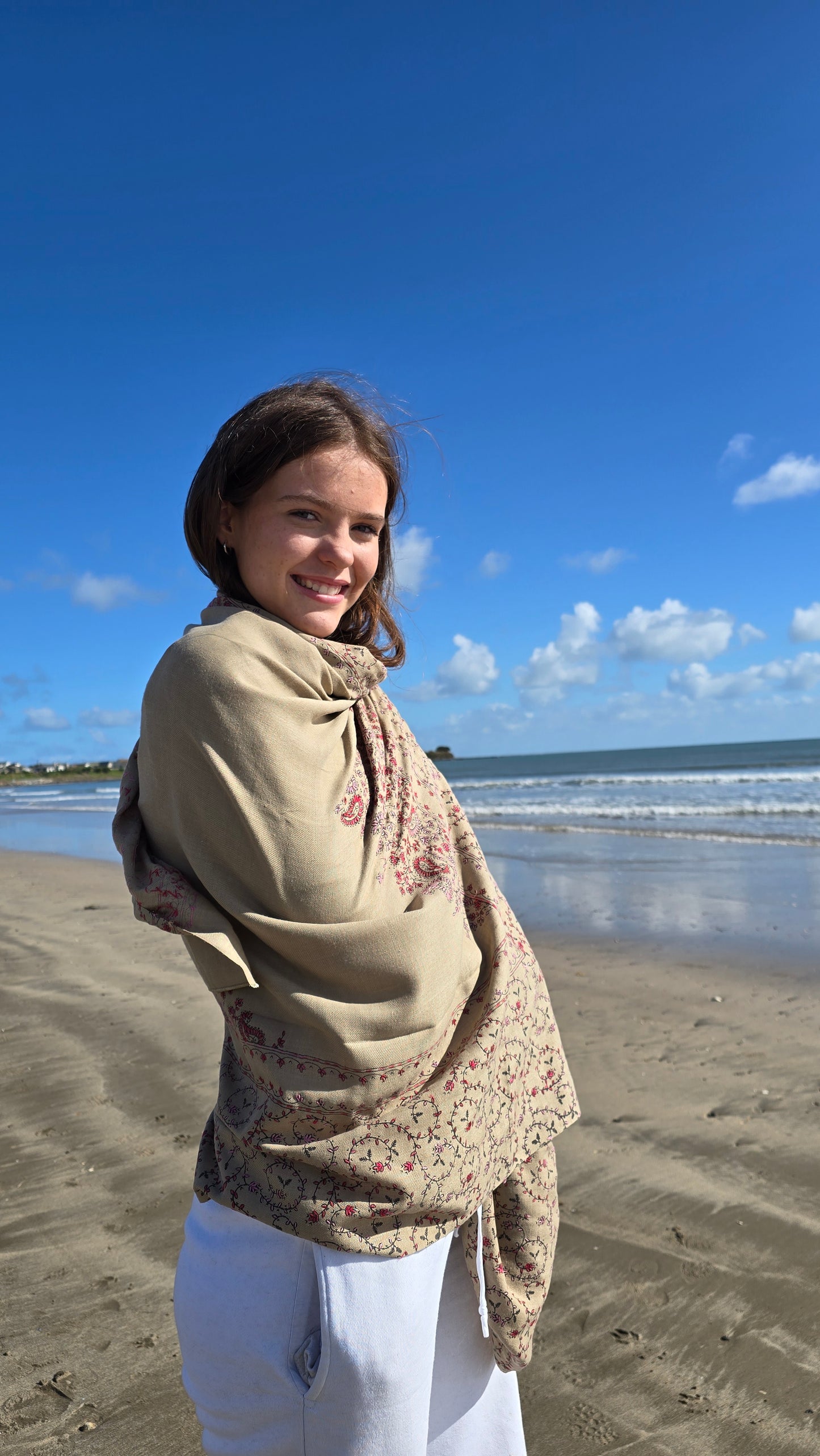 Shawl Cashmere Blend Beige #2