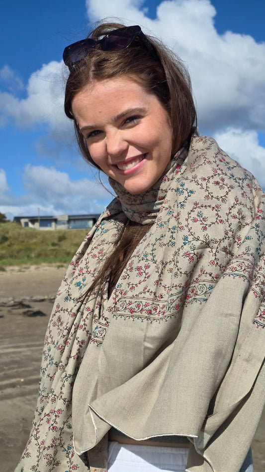 Shawl Cashmere Blend Beige #1