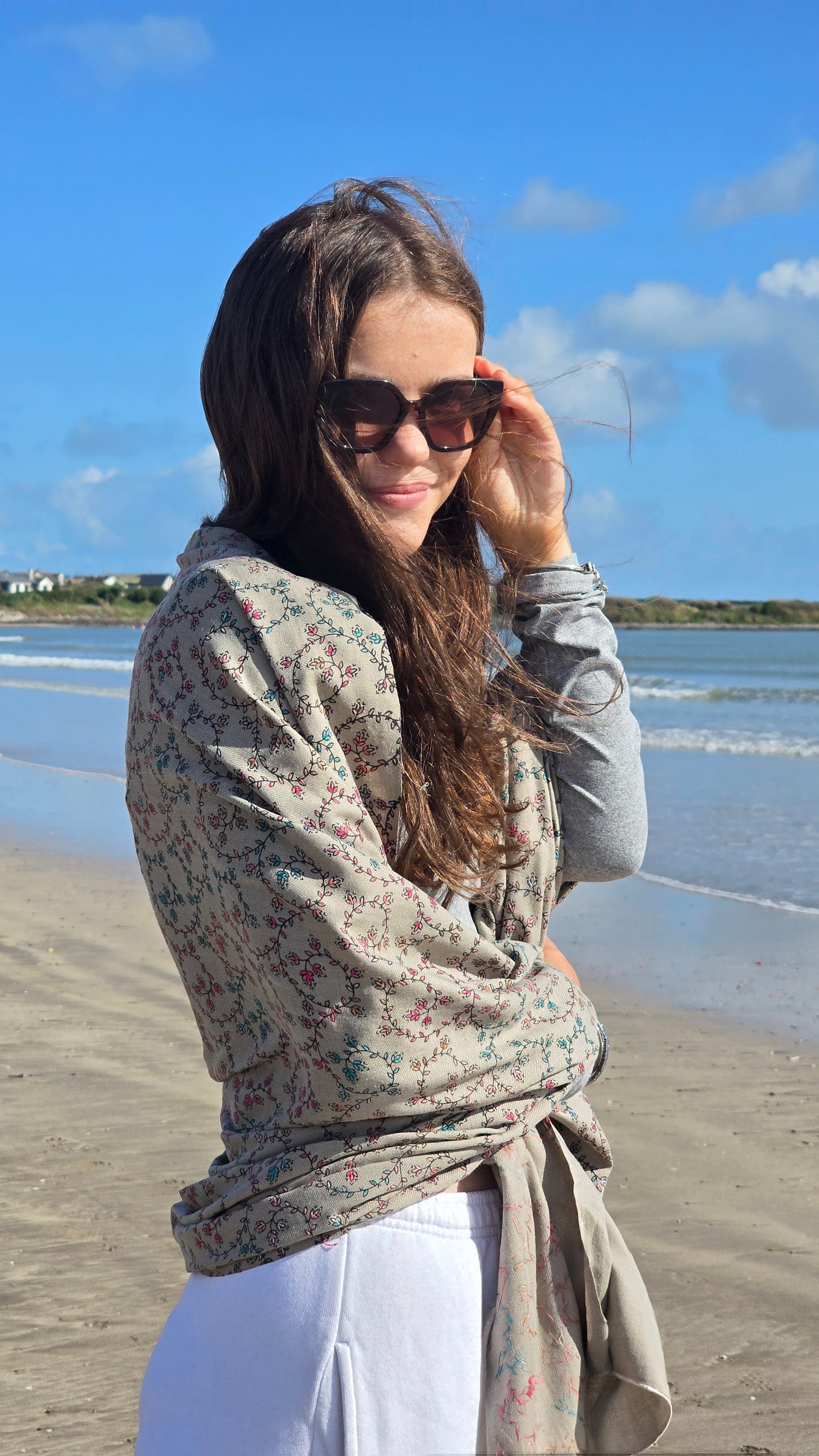 Shawl Cashmere Blend Beige #1