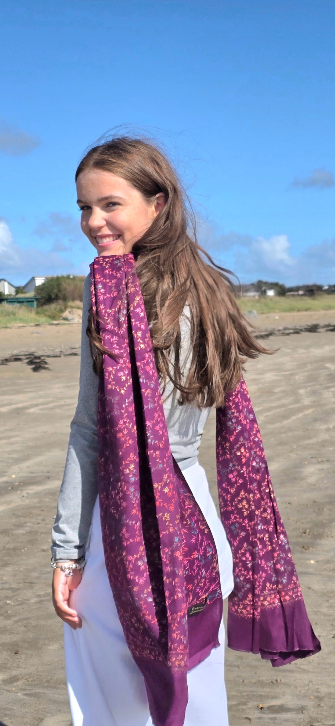 Shawl Cashmere Blend Purple