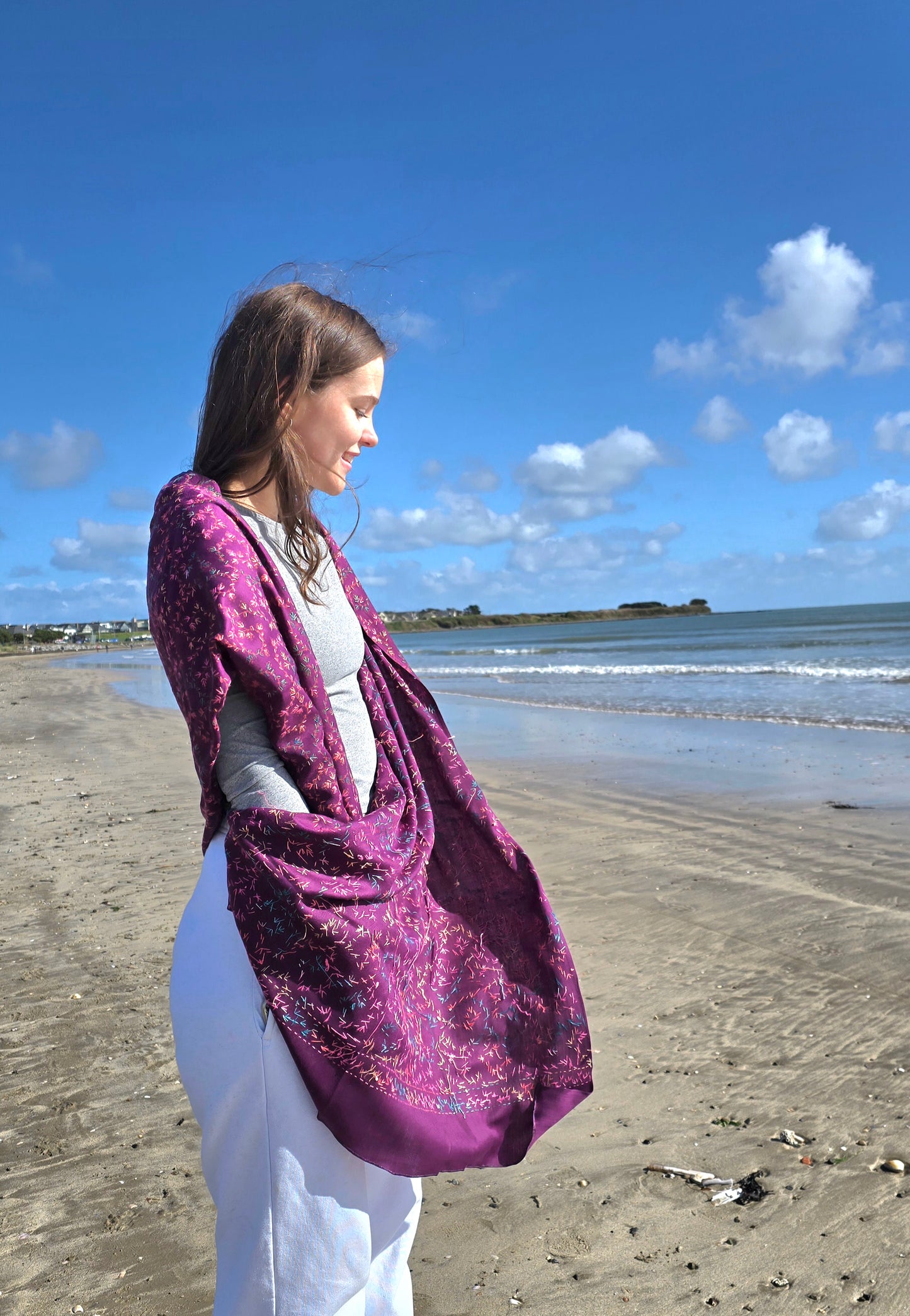 Shawl Cashmere Blend Purple